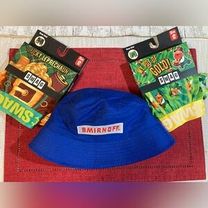 Smirnoff Bucket hat. Two pair Swag underwear. NWT.